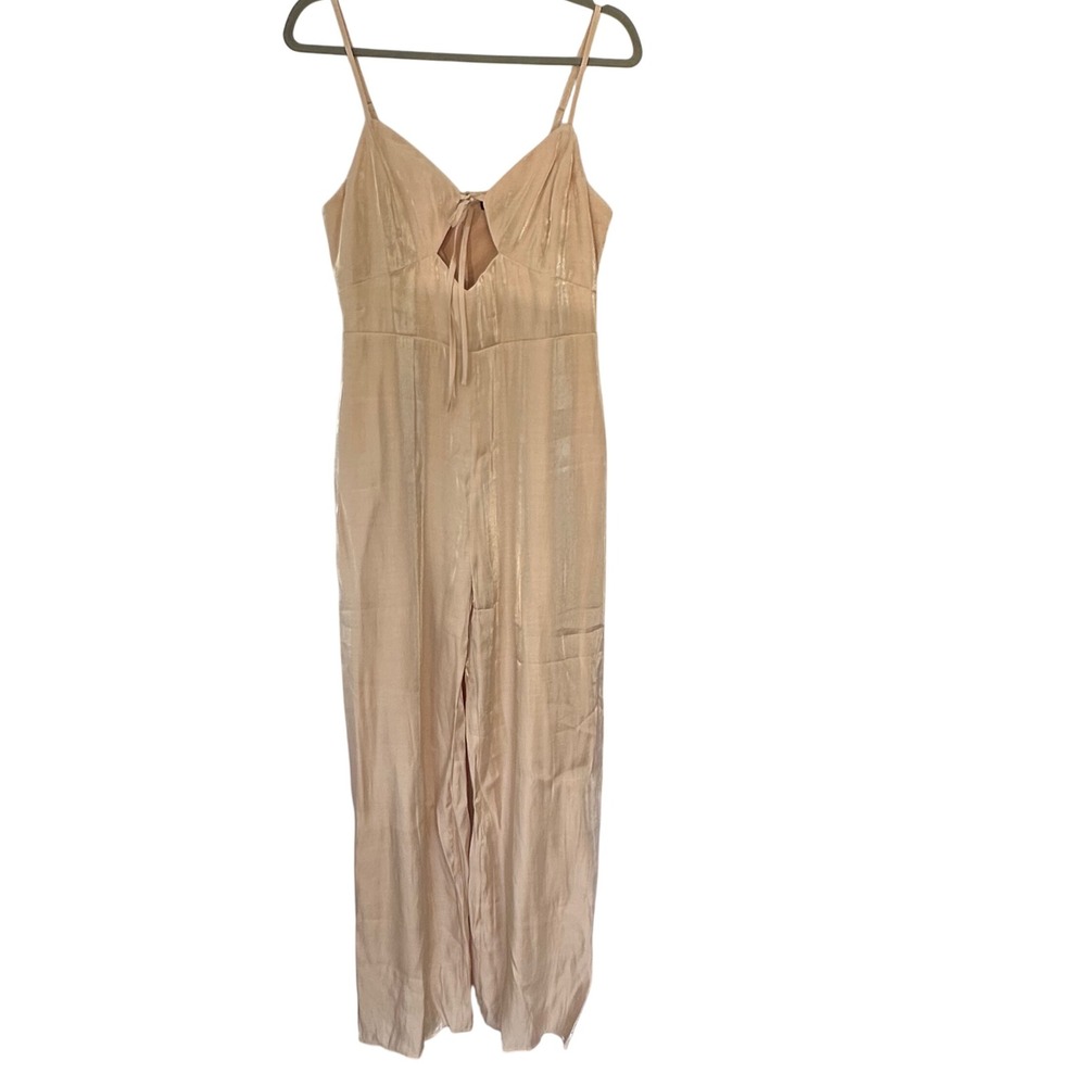 Forever‎ 21 L Women's Jumpsuit Rose Gold Cutout Strappy Party Romper Prom Flirty